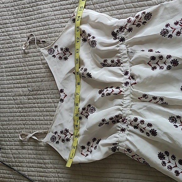 Madewell Silk Sandstar Dress Vinefloral Ivory Red Adjustable Strap Line Size 00 - Picture 5 of 6